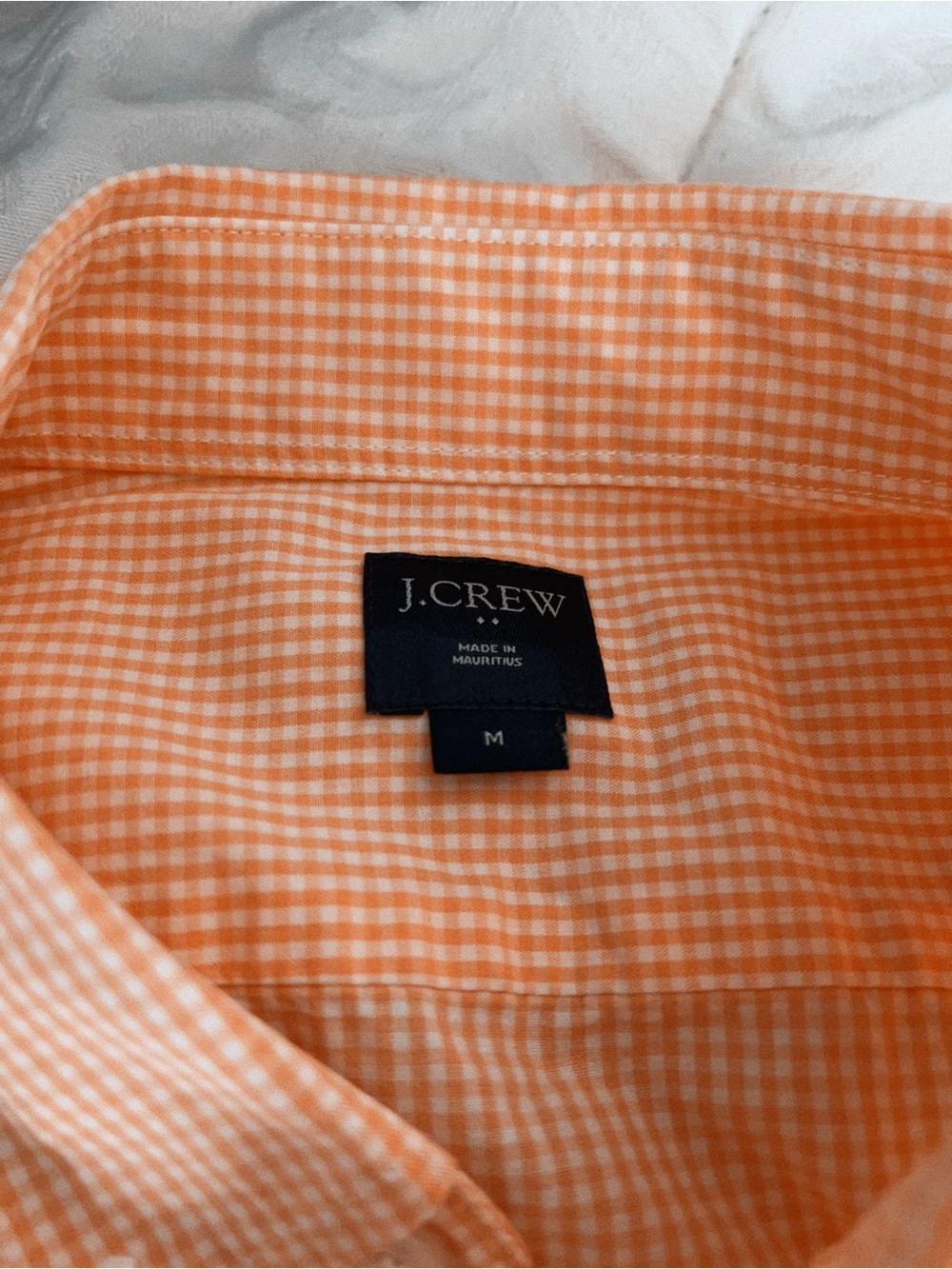 J.Crew Men's Orange Sherbet Gingham Button-Up Shirt